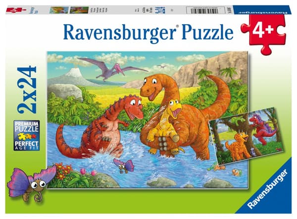 Lekne dinosaurer Puslespill 2x24 brikker Ravensburger