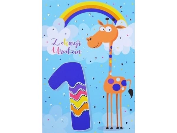 Trend Karnet B6 ett år gammel blå giraff sølv