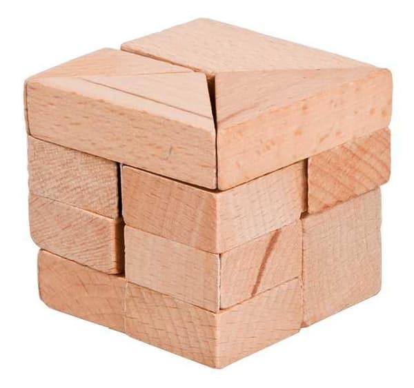 Klurigt kubpussel av trä