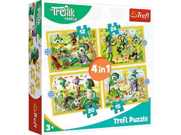 Puzzle 4in1 Treflikit leikkivät yhdessä. Treflikin perhe 34358 Trefl