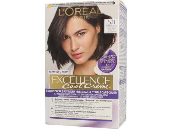 Loreal Excellence Cool Creme Color Cream 5.11 Ultra Ash Light Brown 1op.
