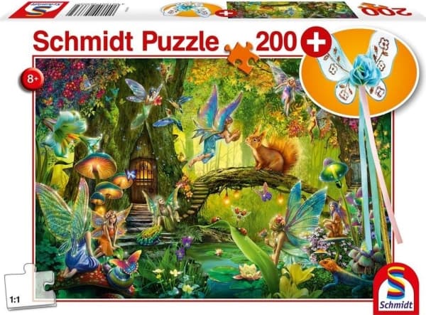 Schmidt Games Puslespill 200 Skogsfeer + tryllestav G3