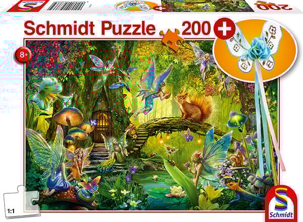 Schmidt Games Puslespill 200 Skogsfeer + tryllestav G3