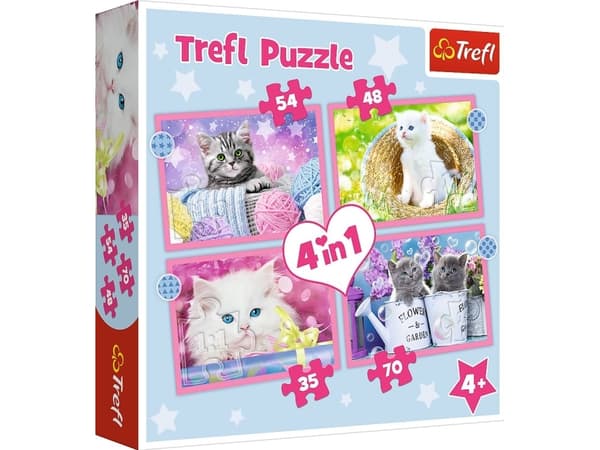 Trefl PUZZLE 4in1 TREFL FUNNY KITTENS PULVERI
