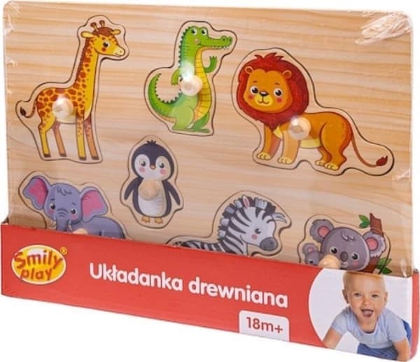 Smily Play puinen palapeli eläintarha kahvat