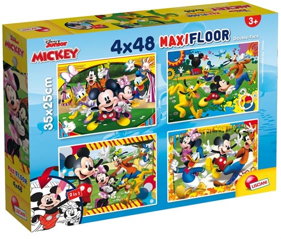 Lisciani Disney Puzzle Maxifloor 4 x 48 Mickey, 48 styck, Tecknade serier, 5 År