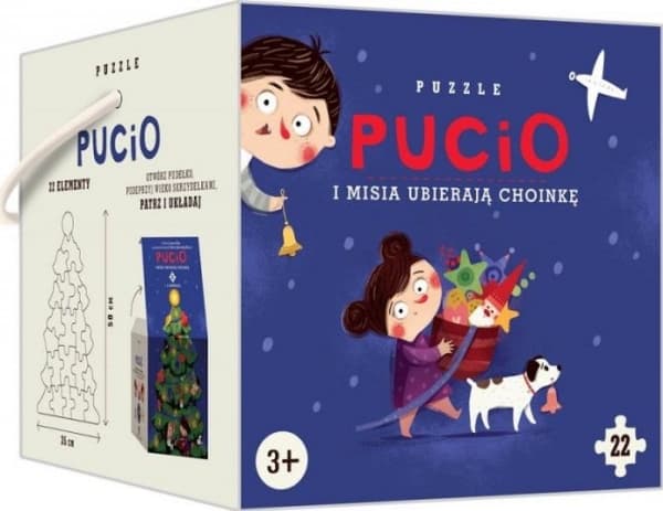 Our bookstore Pucio and Misia decorate the Christmas tree. Puzzle toy. Our bookstore