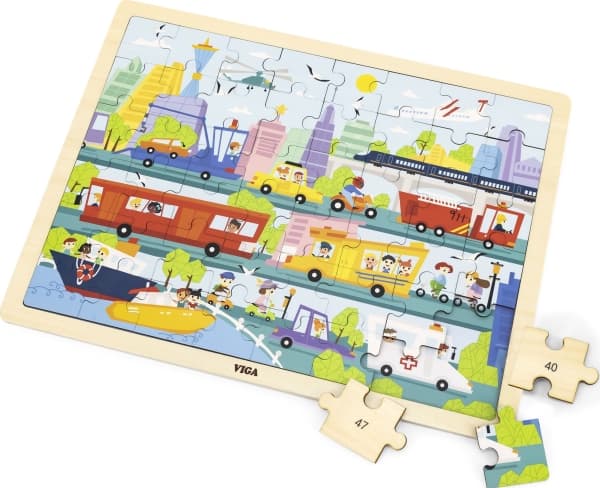Viga 44582 Puzzles on a pad of 48 elements - getting to know transportation in the city