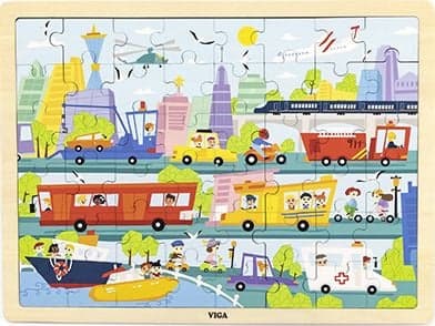 Viga 44582 Puzzles on a pad of 48 elements - getting to know transportation in the city