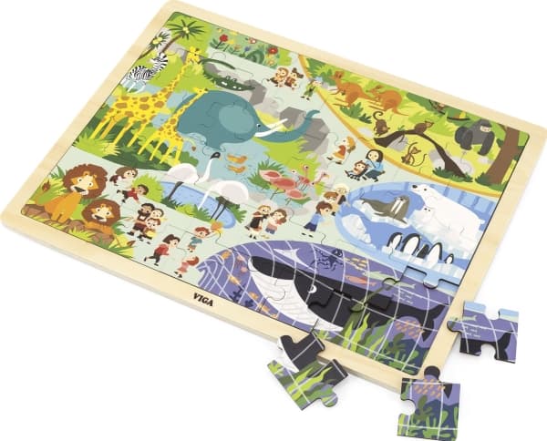 Viga Viga 44587 Puzzle on a mat 48 elements - we are getting to know the zoo