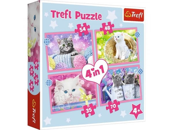 Trefl PUZZLE 4in1 TREFL FUNNY KITTENS POWDER
