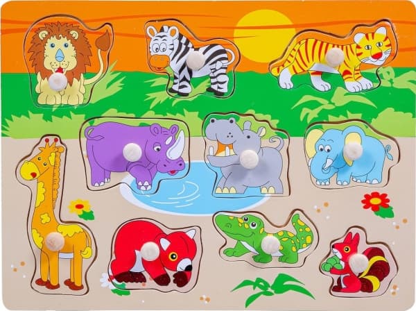 Smily Play Trepuslespill med håndtak Puslespill Safari Smily Play