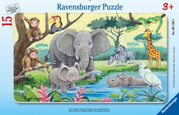 Afrikanske dyr Puslespill 15 brikker Ravensburger
