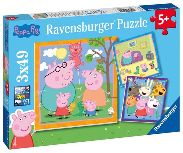 Peppa Gris familie og venner Puslespill 3x49 brikker Ravensburger