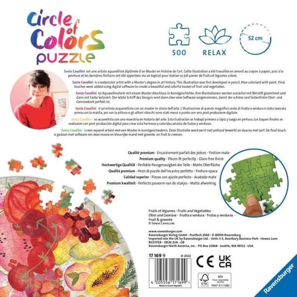 Ravensburger - 500 bitar runt pussel - Frukt och grönsaker (Circle of Colors)