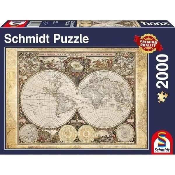 SCHMIDT SPIELE Historisk världskarta vuxenpussel - 2000 bitar
