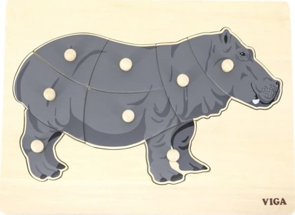 Viga 44604 Pussel på ett block med handtag - Hippopotamus