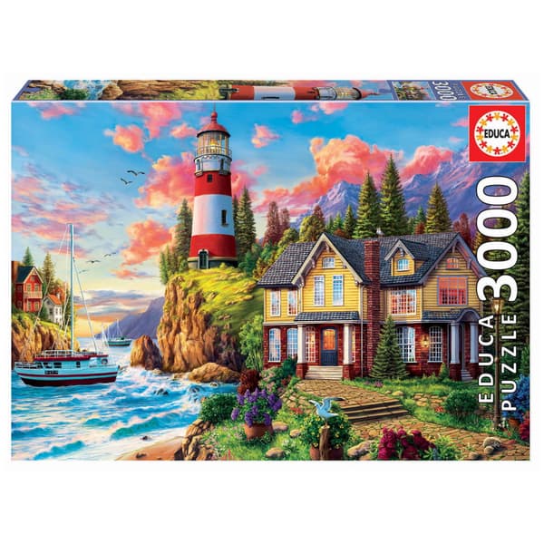Educa: Lighthouse near the ocean 3000 Brikker