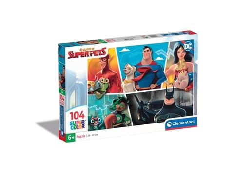 Clementoni DC superpets, 104 stykker, Tegneserier, 6 år
