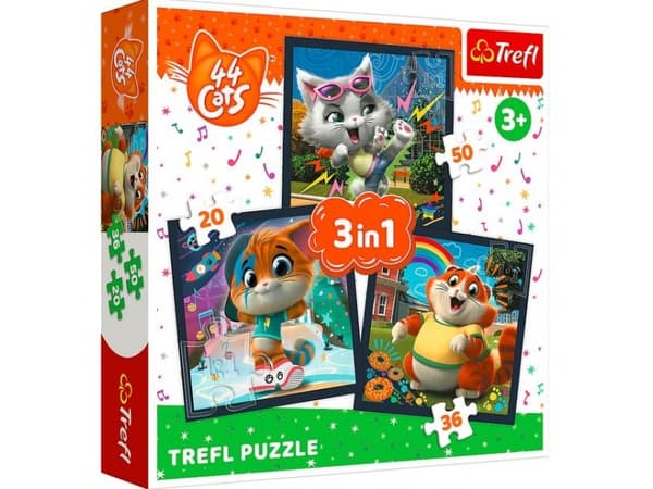 Trefl PUZZLE 3in1 TREFL TUNNISTA SULOISET KISSAT PUDI