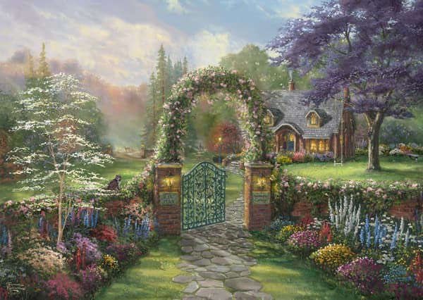 Hummingbird Cottage Thomas Kinkade Pussel 1000 bitar Schmidt