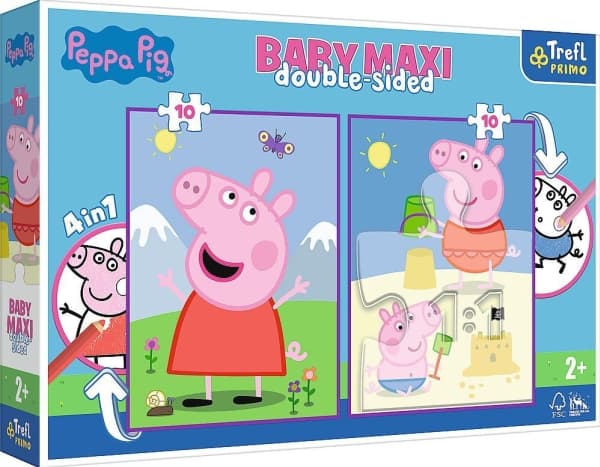 Trefl Kaksipuolinen palapeli 2x10 elementtiä Baby Maxi Cheerful Day Peppy 4in1