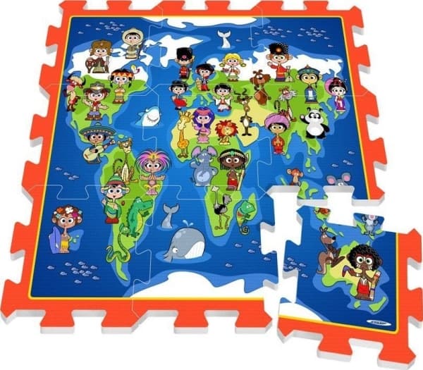 Stempel skum puslespill MAT Children of the World Kart ZA3149