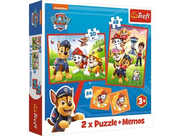 Trefl Puzzle 2in1 + Paw Patrol memo Paw team i aksjon 93337 Trefl