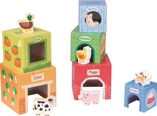 Nenurodyta_Z Wooden Game Farm Stacking Cubes