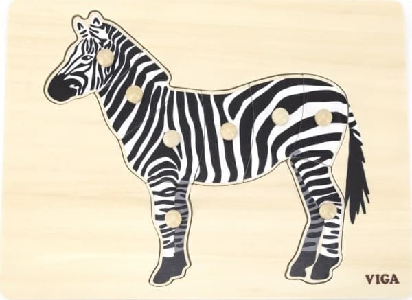 Viga Toys VIGA Montessori puinen palapeli Seepra nastoilla varustettuna