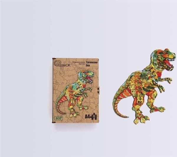 PuzzleOK Ekopussel i trä 72 Tyrannosaurus rex A4