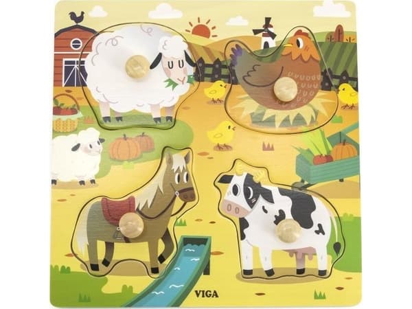 Viga Toys VIGA trepuslespill med pinner Farm 12m+