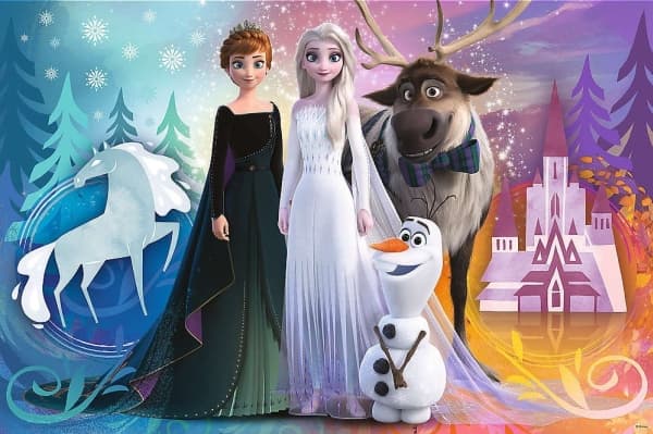 Puslespill Trefl Dobbeltsidig puslespill 24 elementer Super Maxi munter verden av Frozen 3in1