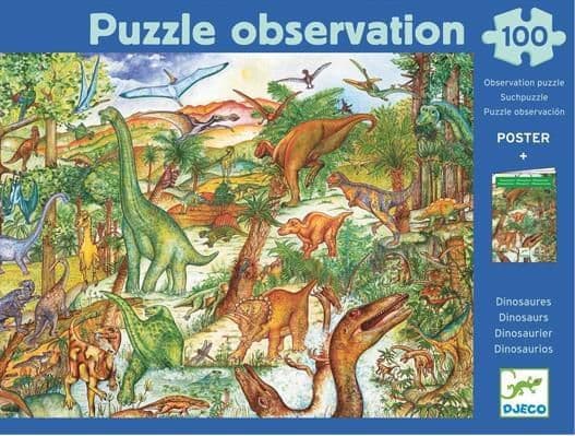 Djeco Poster Puzzle - Dinosaurier, 100 bitar (145581)