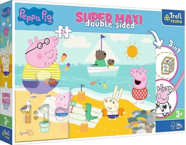 Trefl Double-sided Puzzle 24 elements Super Maxi Peppa's Joyful Day 3in1