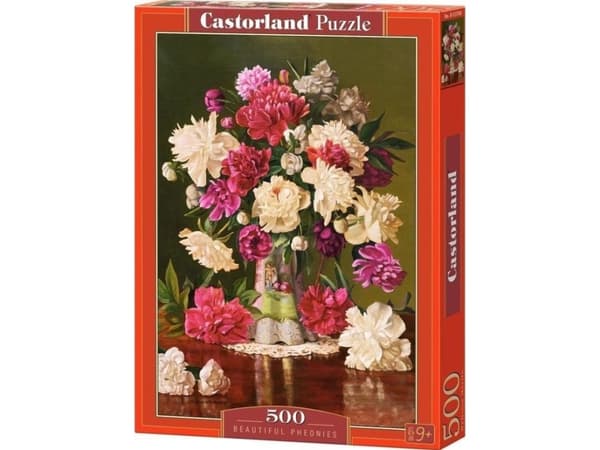 Puzzle 500 elements Beautiful peonies, vase, flowers