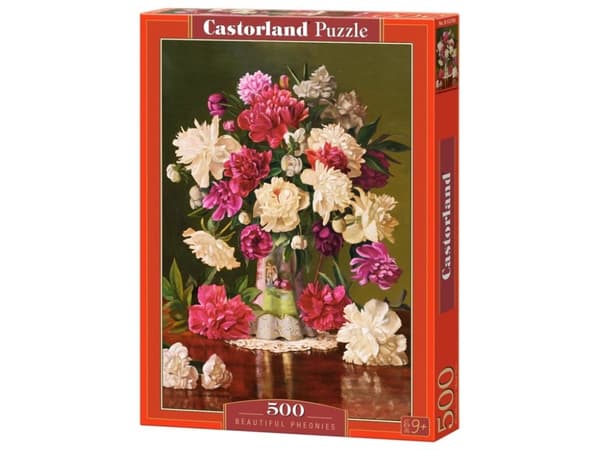 Puzzle 500 elements Beautiful peonies, vase, flowers
