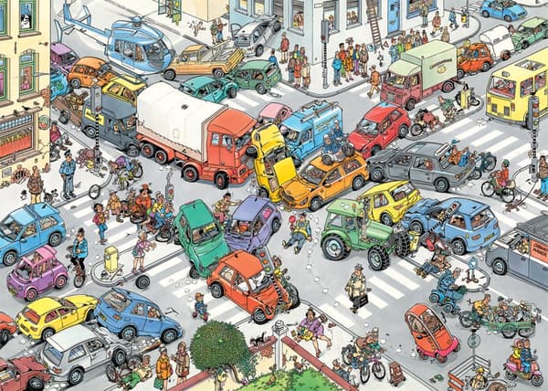 Jan Van Haasteren Traffic Chaos & By Air Land and Sea Pussel 2x1000 bitar, Jumbo