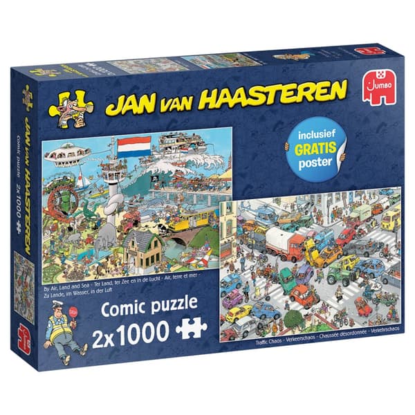 Jan Van Haasteren Traffic Chaos & By Air Land and Sea Pussel 2x1000 bitar, Jumbo