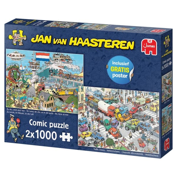 Jan Van Haasteren Traffic Chaos & By Air Land and Sea Pussel 2x1000 bitar, Jumbo