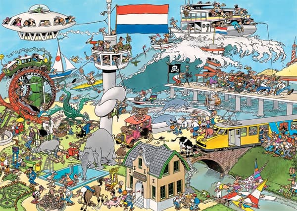 Jan Van Haasteren Traffic Chaos & By Air Land and Sea Pussel 2x1000 bitar, Jumbo
