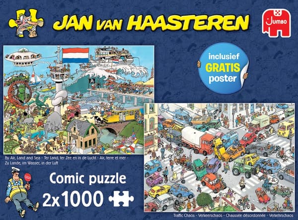 Jan Van Haasteren Traffic Chaos & By Air Land and Sea Pussel 2x1000 bitar, Jumbo