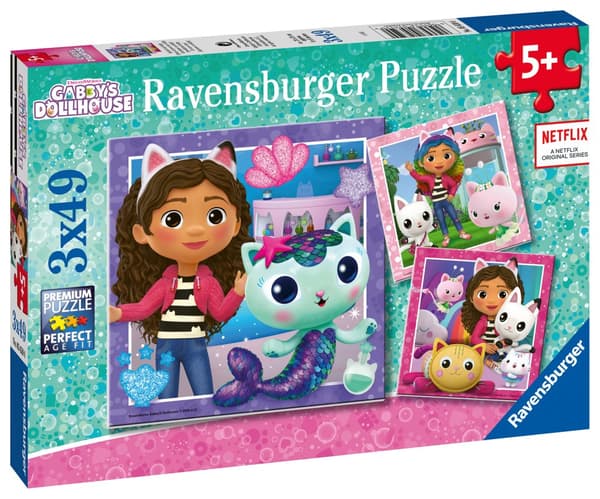 Gabby's Dollhouse Pussel 3x49 bitar Ravensburger