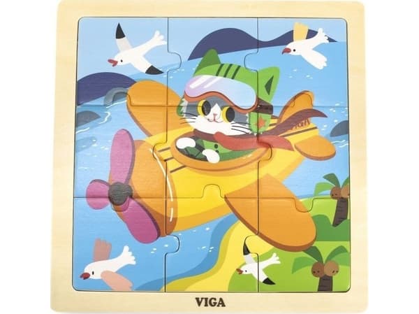 Viga Toys VIGA Handy puinen palapeli lentokone 9 elementtiä