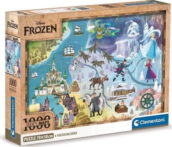 Clementoni CLE palapeli 1000 Compact DisneyMaps Frozen 39784