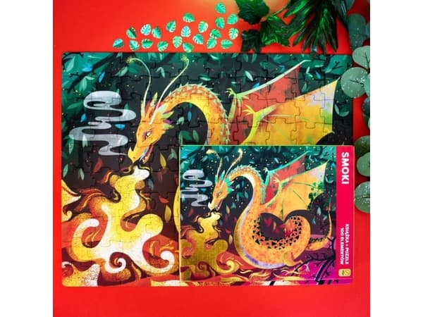Wilga Play Puzzle Smoki. Kirja + palapeli 100 palaa