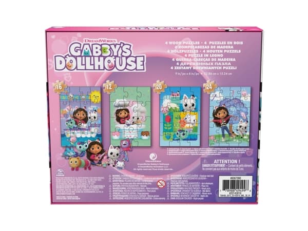 Spin Master Games Gabby’s Dollhouse 4 Wood Puzzles, 12 kpl, Sarjakuvat, 4 vuosi/vuosia