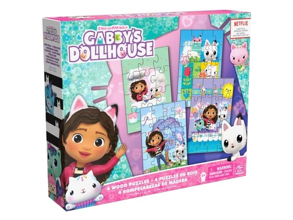Spin Master Games Gabby’s Dollhouse 4 Wood Puzzles, 12 kpl, Sarjakuvat, 4 vuosi/vuosia