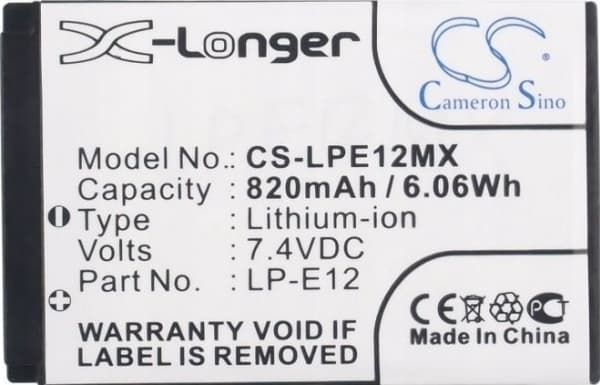 Rechargeable Cameron Sino Rechargeable Battery Type Lp-e12/Lc-e12 For Canon/Cs-lpe12mx