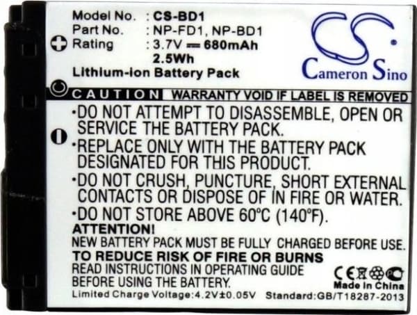 Rechargeable Battery Cameron Sino Rechargeable Battery Type Np-bd1/Np-fd1 For Sony/Cs-bd1